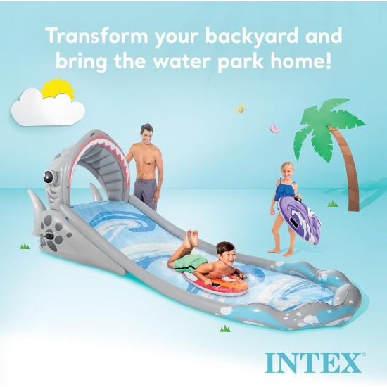 Intex | Inflatable Splash Play Center Shark Water Slide with 2 Surf Riders | Surf 'N Slide Kids 15' Long | 57159EP | 460*168*157 cm | Multi-colored Intex | Inflatable Splash Play Center Shark Water Slide with 2 Surf Riders | Surf 'N Slide Kids 15' Long | 57159EP | 460*168*157 cm | Multi-colored