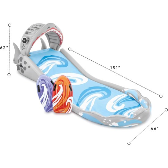 Intex | Inflatable Splash Play Center Shark Water Slide with 2 Surf Riders | Surf 'N Slide Kids 15' Long | 57159EP | 460*168*157 cm | Multi-colored Intex | Inflatable Splash Play Center Shark Water Slide with 2 Surf Riders | Surf 'N Slide Kids 15' Long | 57159EP | 460*168*157 cm | Multi-colored