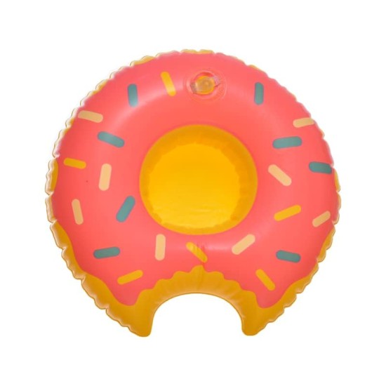 Donut Design Swimming Pool Inflatable Float For Drinks 22 CM - Multi Color