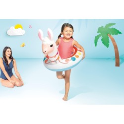 Intex inflatable deluxe flamingo swim ring - blue-58221