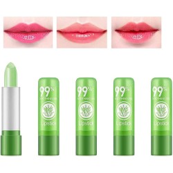 5PACK Color Changing Lipstick,99% Pure Aloe Vera Magic Temperature and PH Color Changing Nutritious Lip Blam,Long Lasting Lip Moisturizing Lip Gloss Make up set, 0.1764 Ounce