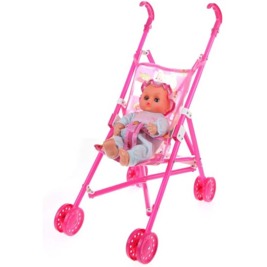 Generic Foldable Girls Toy Baby Doll Pram Buggy Stroller Pushchair Generic Foldable Girls Toy Baby Doll Pram Buggy Stroller Pushchair