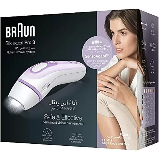 Braun Silk-expert Pro 3 PL3011 IPL Legs, body and face 300, 000 flashes With 2 extra Venus Razor and Beauty Bag