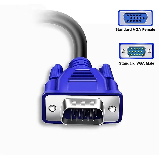 VGA Cable 2-Pack, 3 Feet VGA Cord, VGA Computer Monitor Cable Male to Male with 100% Pure Copper for Computer, Laptop, Docking Station, Switch, Monitor, TV, Projector