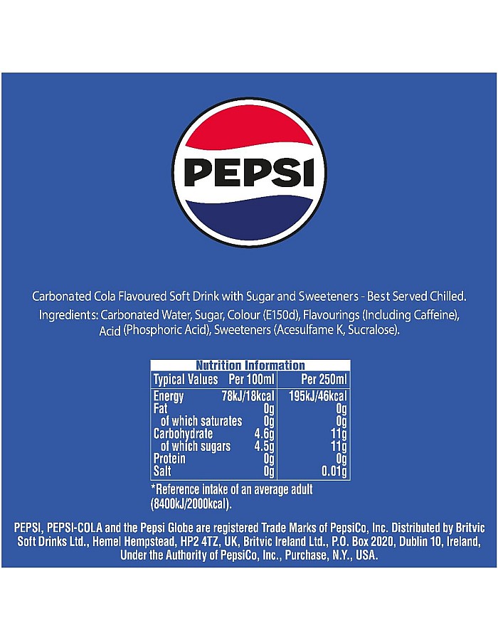 Pepsi Regular Cans, 8 x 330ml