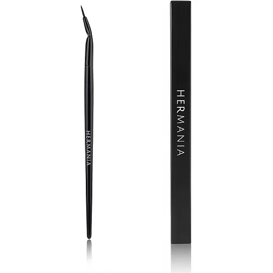 Hermania Bent Thin Eyeliner Brush with Cover for Gel Eyeliners Cat Eyes Wing Liner Precise Detail Makeup Brush Tool (E30)