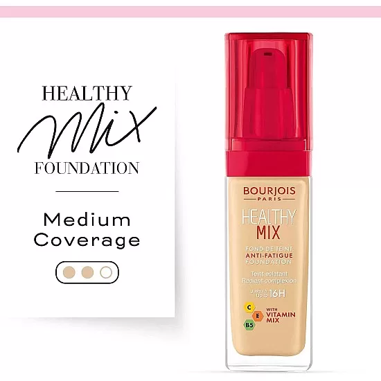 Bourjois healthy mix anti-fatigue foundation. 52 vanilla, 30 ml - 1.0 fl oz