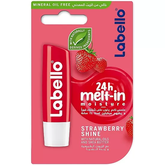 LABELLO Lip Balm, Moisturising Lip Care, Strawberry Shine, 4.8g