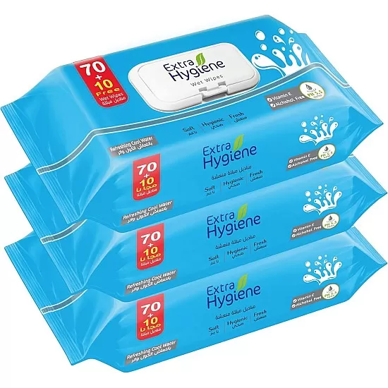 Hygiene cool water wet wipes, 3 pieces - 80 wipes