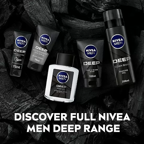 NIVEA MEN Face & Beard Wash Cleanser, DEEP Active Charcoal, 100ml