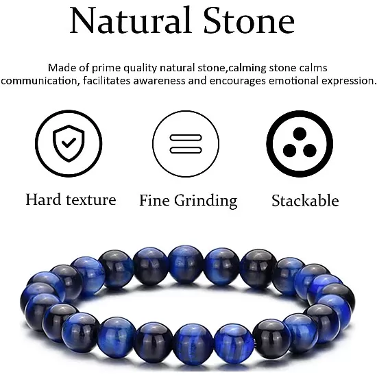 Hipwope 4Pcs Men Bracelet Set Tigers Eye Bracelet Lava Rock Bracelets Moonstone Bracelet Blue Beaded Bracelet Obsidian Bracelet Men/Women Can Wear Summer Bracelets Charm Bracelets for Women