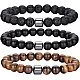 Hipwope 4Pcs Men Bracelet Set Tigers Eye Bracelet Lava Rock Bracelets Moonstone Bracelet Blue Beaded Bracelet Obsidian Bracelet Men/Women Can Wear Summer Bracelets Charm Bracelets for Women