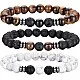 Hipwope 4Pcs Men Bracelet Set Tigers Eye Bracelet Lava Rock Bracelets Moonstone Bracelet Blue Beaded Bracelet Obsidian Bracelet Men/Women Can Wear Summer Bracelets Charm Bracelets for Women