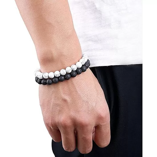 Hipwope 4Pcs Men Bracelet Set Tigers Eye Bracelet Lava Rock Bracelets Moonstone Bracelet Blue Beaded Bracelet Obsidian Bracelet Men/Women Can Wear Summer Bracelets Charm Bracelets for Women