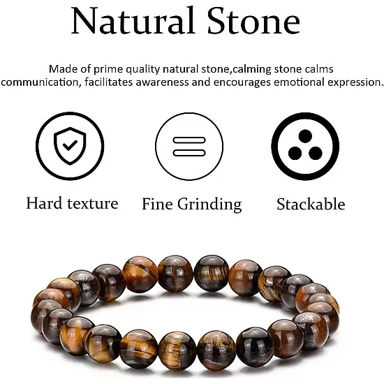 Hipwope 4Pcs Men Bracelet Set Tigers Eye Bracelet Lava Rock Bracelets Moonstone Bracelet Blue Beaded Bracelet Obsidian Bracelet Men/Women Can Wear Summer Bracelets Charm Bracelets for Women