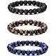 Hipwope 4Pcs Men Bracelet Set Tigers Eye Bracelet Lava Rock Bracelets Moonstone Bracelet Blue Beaded Bracelet Obsidian Bracelet Men/Women Can Wear Summer Bracelets Charm Bracelets for Women