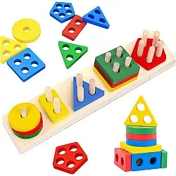 Playtive Wooden Stacking and Shape Toy, promotes fine motor skills and  early understanding of volume through play. MONTESSORI style toy: Buy  Online at Best Price in Egypt - Souq is now
