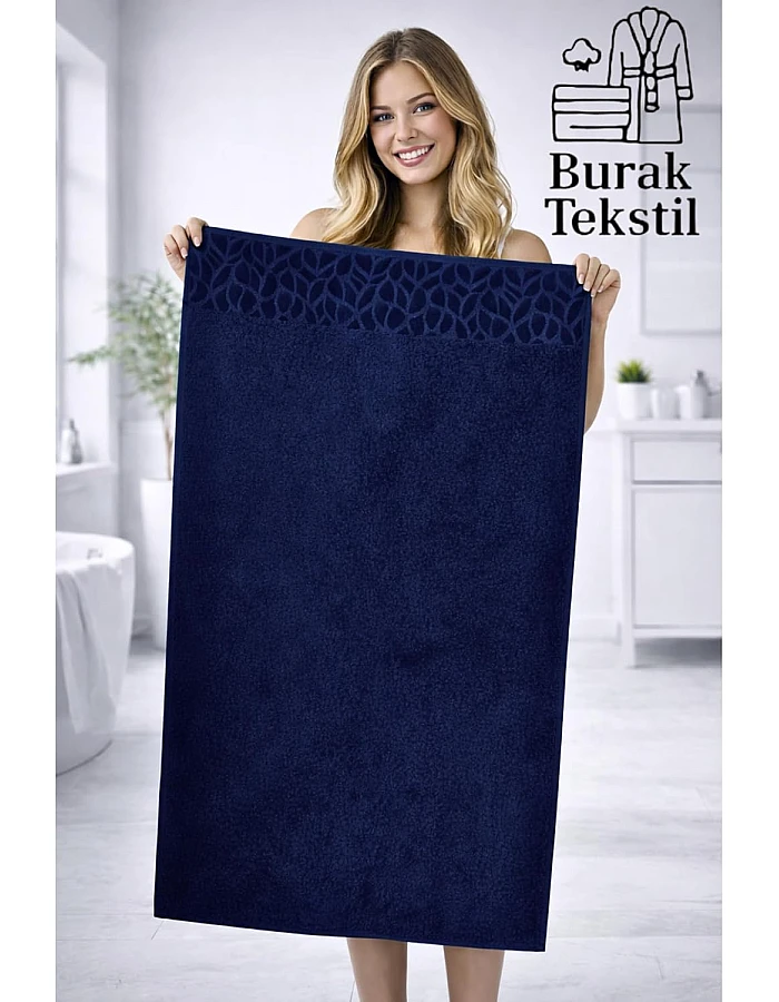Burak Soft Linen Luxury 1 Piece, Bath Towels (140 x 70 cm), 100% Cotton Towels. (Navy Blue, 140 * 70 CM)