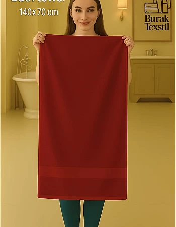 Burak Tekstil 1-Piece Towel, 100% Cotton, Bath Towel (140x70 cm), Ultra Soft, Highly Absorbent (Barn Red, Bath Towel 140 * 70 cm)