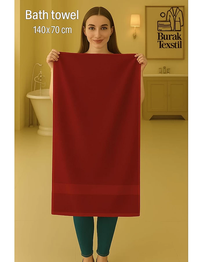 Burak Tekstil 1-Piece Towel, 100% Cotton, Bath Towel (140x70 cm), Ultra Soft, Highly Absorbent (Barn Red, Bath Towel 140 * 70 cm)