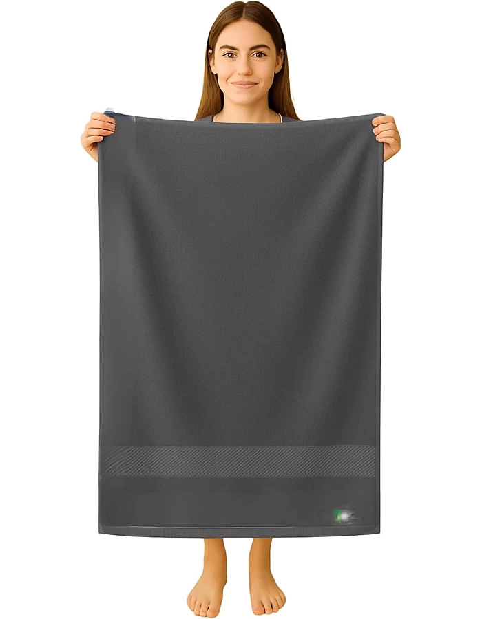 Burak Tekstil 1-Piece Towel, 100% Cotton, Bath Towel (140x70 cm), Ultra Soft, Highly Absorbent (Gray, Bath Towel 140 * 70 cm)