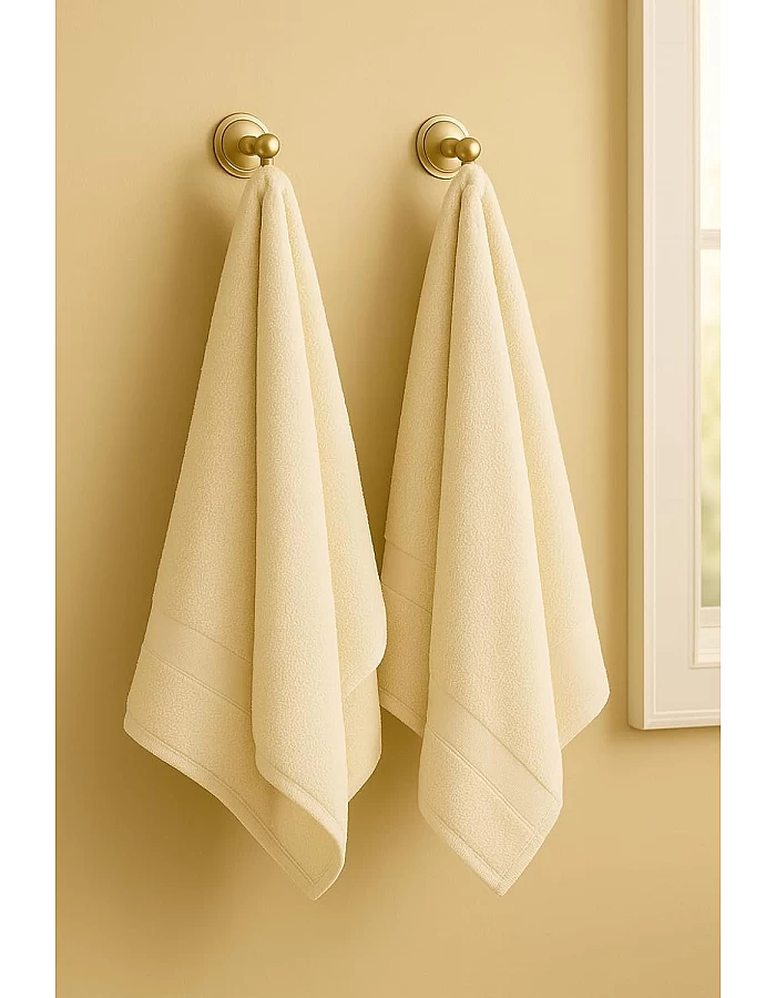 Burak Tekstil 2-Pieces Towel, 100% Cotton, Hand Towel 100 * 50 cm (Off-White, Hand Towel (100 * 50 cm))