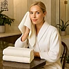 Burak Tekstil 2-Pieces Towel, 100% Cotton, Hand Towel 100 * 50 cm (Off-White, Hand Towel (100 * 50 cm))