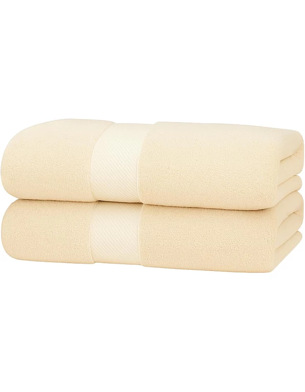 Burak Tekstil 2-Pieces Towel, 100% Cotton, Hand Towel 100 * 50 cm (Off-White, Hand Towel (100 * 50 cm))