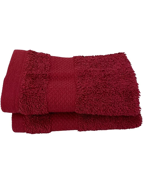 Burak Tekstil 2-Pieces Towels, 100% Cotton, Hand Towel 100 * 50 cm (Barn Red, Hand Towel (100 * 50 cm))