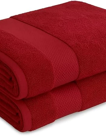 Burak Tekstil 2-Pieces Towels, 100% Cotton, Hand Towel 100 * 50 cm (Barn Red, Hand Towel (100 * 50 cm))