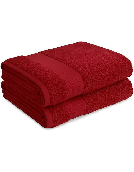 Burak Tekstil 2-Pieces Towels, 100% Cotton, Hand Towel 100 * 50 cm (Barn Red, Hand Towel (100 * 50 cm))