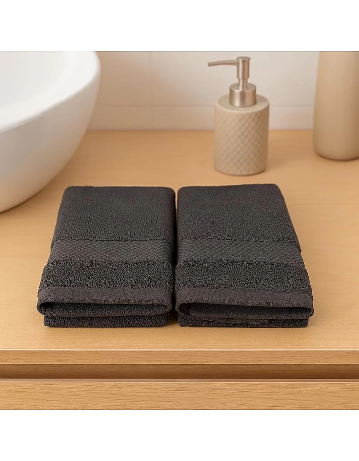 Burak Tekstil 2-Pieces Towels, 100% Cotton, Hand Towel 100 * 50 cm (Barn Red, Hand Towel (100 * 50 cm))