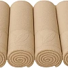 Burak Tekstil Cotton Bath Towels Set with Jacquard Leaf Border, Soft Absorbent Fade Resistant, for Bathroom Gym Hotel Spa, 4 Pack (Beige, 4 Face Towels (30x30 cm))