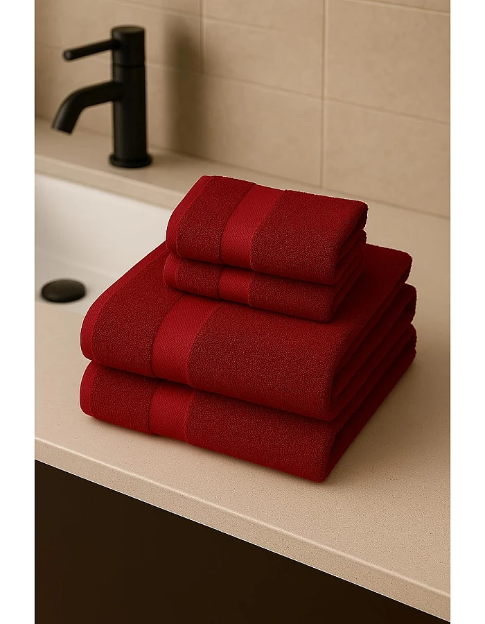 Burak Tekstil Cotton Towel Set, 4 Pieces, Bath Towel 170 x 40 cm, Hand Towel 100 x 50 cm, Face Towel 30 x 30 cm (Kashmere, 2 Bath Towels 2 Face Towels)