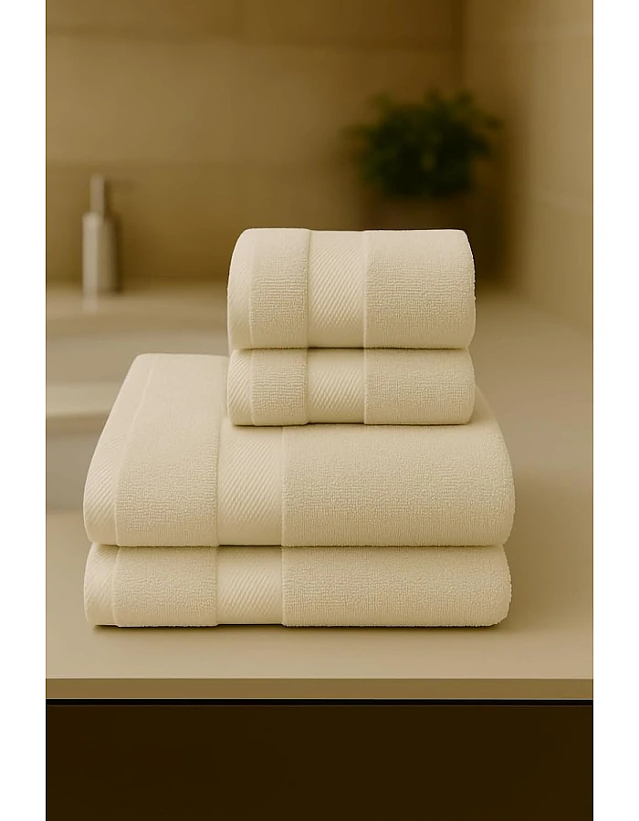 Burak Tekstil Cotton Towel Set, 4 Pieces, Bath Towel 170 x 40 cm, Hand Towel 100 x 50 cm, Face Towel 30 x 30 cm (Kashmere, 2 Bath Towels 2 Face Towels)