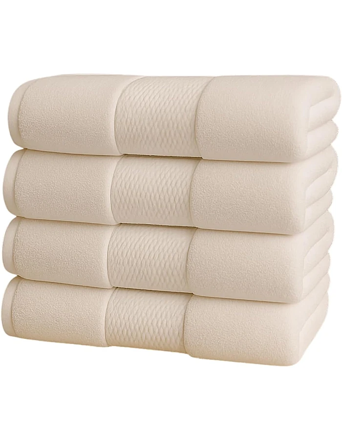 Burak Tekstil Cotton Towel Set, 4 Pieces, Bath Towel 170 x 40 cm, Hand Towel 100 x 50 cm, Face Towel 30 x 30 cm (Kashmere, 2 Bath Towels 2 Face Towels)