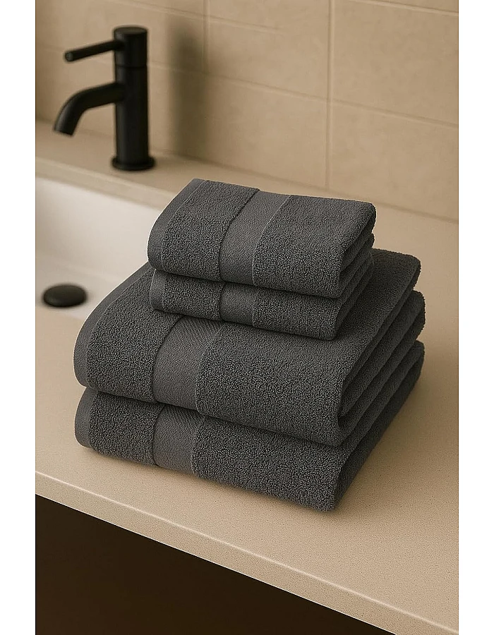 Burak Tekstil Cotton Towel Set, 4 Pieces, Bath Towel 170 x 40 cm, Hand Towel 100 x 50 cm, Face Towel 30 x 30 cm (Kashmere, 2 Bath Towels 2 Face Towels)