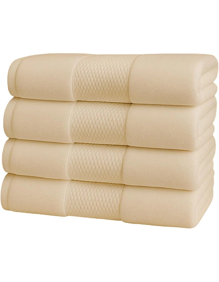 Burak Tekstil Cotton Towel Set, 4 Pieces, Bath Towel 170 x 40 cm, Hand Towel 100 x 50 cm, Face Towel 30 x 30 cm (Kashmere, 2 Bath Towels 2 Face Towels)