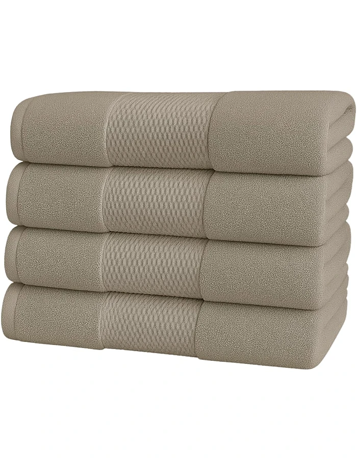 Burak Tekstil Cotton Towel Set, 4 Pieces, Bath Towel 170 x 40 cm, Hand Towel 100 x 50 cm, Face Towel 30 x 30 cm (Kashmere, 2 Bath Towels 2 Face Towels)