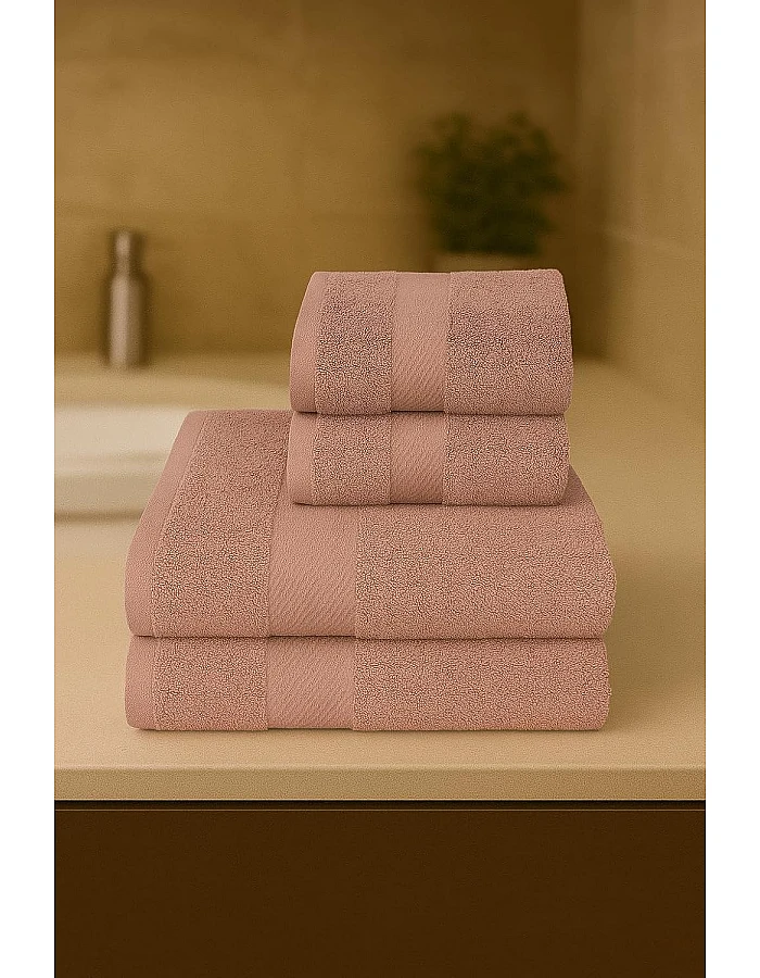 Burak Tekstil Cotton Towel Set, 4 Pieces, Ultra Soft, Highly Absorbent, 2 Bath Towel 140 x 70 cm, 2 Face Towel 30 x 30 cm (Barn Red, 2 Bath Towels 2 Face Towels)