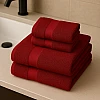 Burak Tekstil Cotton Towel Set, 4 Pieces, Ultra Soft, Highly Absorbent, 2 Bath Towel 140 x 70 cm, 2 Face Towel 30 x 30 cm (Barn Red, 2 Bath Towels 2 Face Towels)