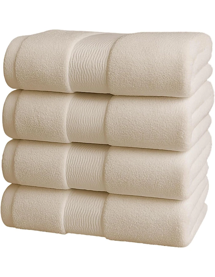 Burak Tekstil Cotton Towel Set, 4 Pieces of Face Towel 30 x 30 cm, Ultra Soft, Highly Absorbent (Beige, 4 Face Towels (30 x 30))