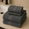 Burak Tekstil Cotton Towel Set, 4 Pieces of Face Towel 30 x 30 cm, Ultra Soft, Highly Absorbent (Beige, 4 Face Towels (30 x 30))