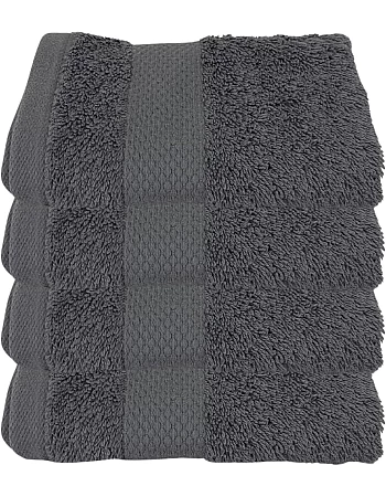 Burak Tekstil Cotton Towel Set, 4 Pieces of Face Towel 30 x 30 cm, Ultra Soft, Highly Absorbent (Gray, 4 Face Towels (30 x 30))