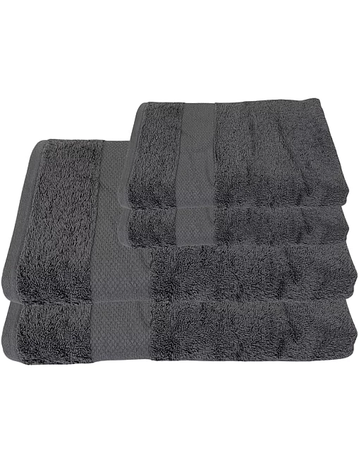Burak Tekstil Cotton Towel Set, 4 Pieces of Face Towel 30 x 30 cm, Ultra Soft, Highly Absorbent (Gray, 4 Face Towels (30 x 30))