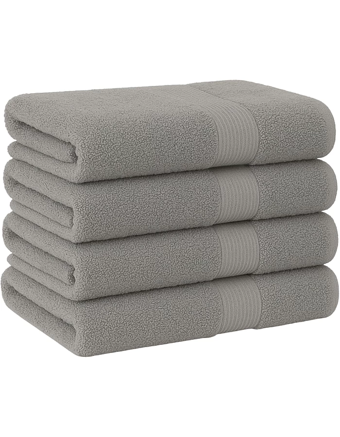Burak Tekstil Cotton Towel Set, 4 Pieces of Face Towel 30 x 30 cm, Ultra Soft, Highly Absorbent (Gray, 4 Face Towels (30 x 30))