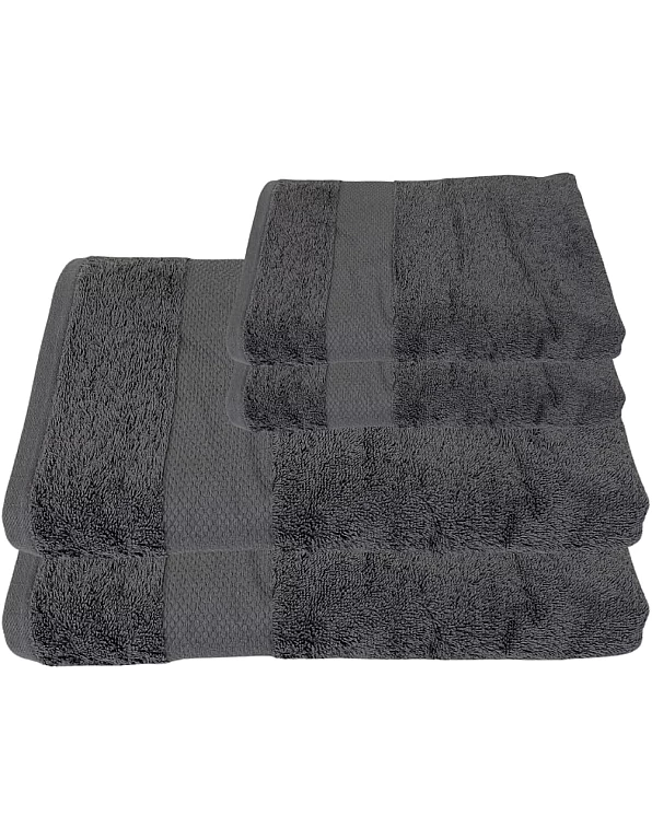 Burak Tekstil Cotton Towel Set, 4 Pieces of Face Towel 30 x 30 cm, Ultra Soft, Highly Absorbent (Gray, 4 Face Towels (30 x 30))