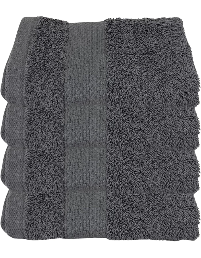 Burak Tekstil Cotton Towel Set, 4 Pieces of Face Towel 30 x 30 cm, Ultra Soft, Highly Absorbent (Gray, 4 Face Towels (30 x 30))