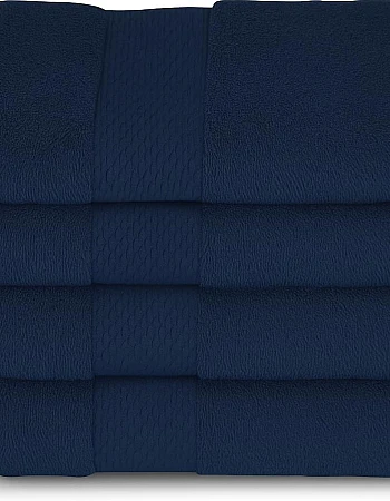 Burak Tekstil Cotton Towel Set, 4 Pieces of Face Towels 30 x 30 cm, Ultra Soft, Highly Absorbent (Navy Blue, 4 Face Towels (30 x 30))