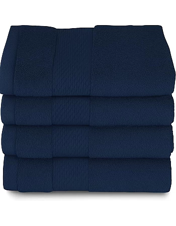 Burak Tekstil Cotton Towel Set, 4 Pieces of Face Towels 30 x 30 cm, Ultra Soft, Highly Absorbent (Navy Blue, 4 Face Towels (30 x 30))